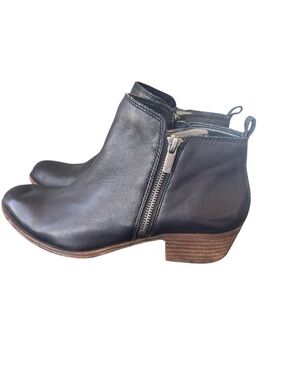 Lucky Brand Basel Black Leather Ankle Boot Size 9.5 US 39.5 EU